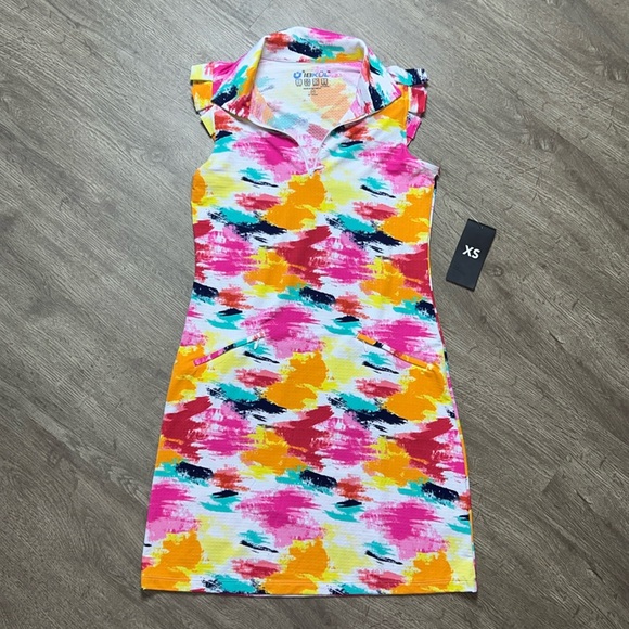 IBKUL Matilda Hot Pink Multi Collared Ruffled Mini‎ Dress - Picture 3 of 11